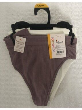 Joyspun 3 Pack Modal Thong Underwear Size L 12 to 14 Purple Cream Black New